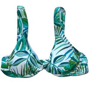 Shade & Shore Tropical Green and White Bikini Top Womens Size 32B NWT